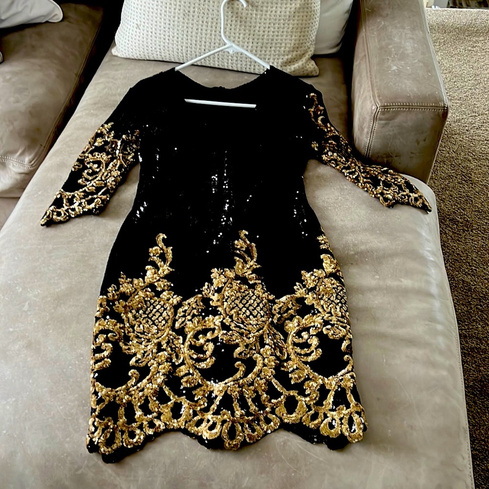 Beautiful sequins black and gold dress